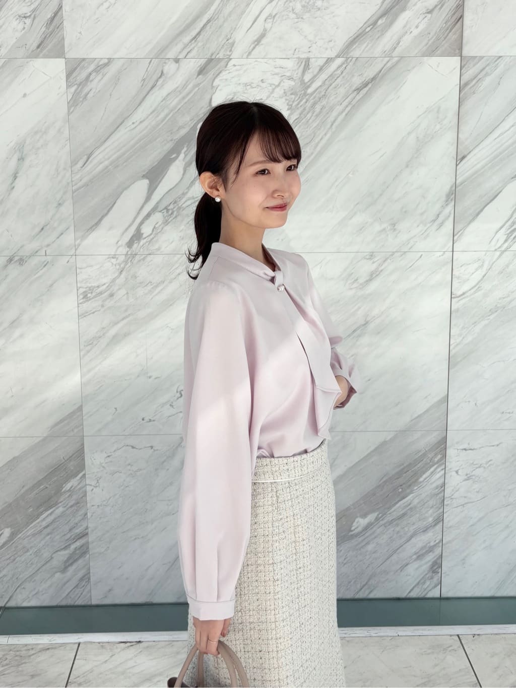 みさかさんの「index｜《通勤／セットアップ可》フレアツイードスカート【洗濯機OK】」を使ったコーディネート