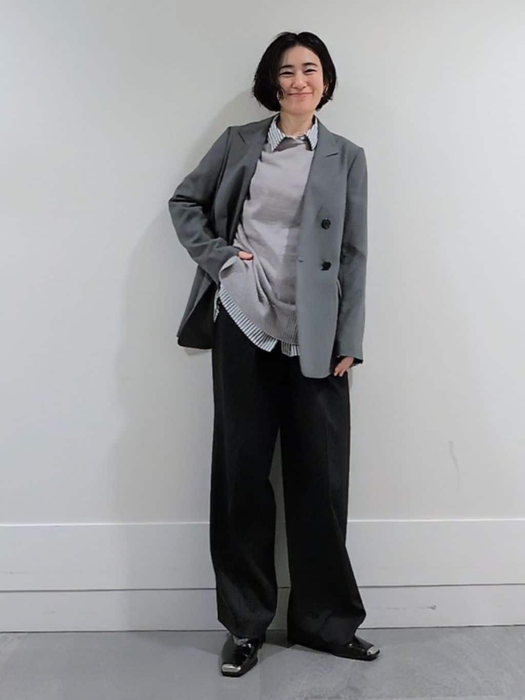 ミズタさんの「UNTITLED｜【セットアップ可】ウールライク ダブルブレストジャケット」を使ったコーディネート