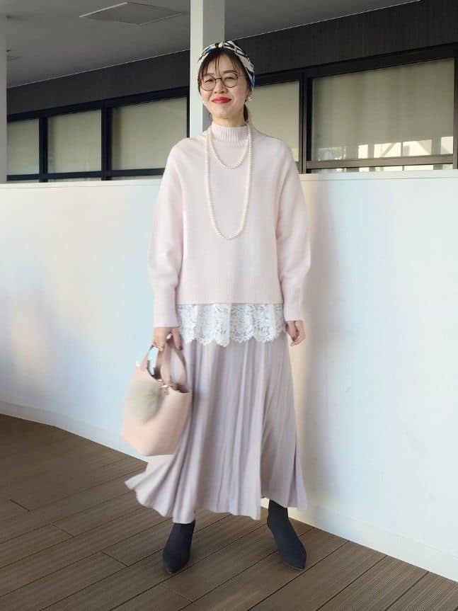 MUTSUKOさんの「UNTITLED｜【8色展開/洗える】ウールカシミヤ ハイネックニット」を使ったコーディネート