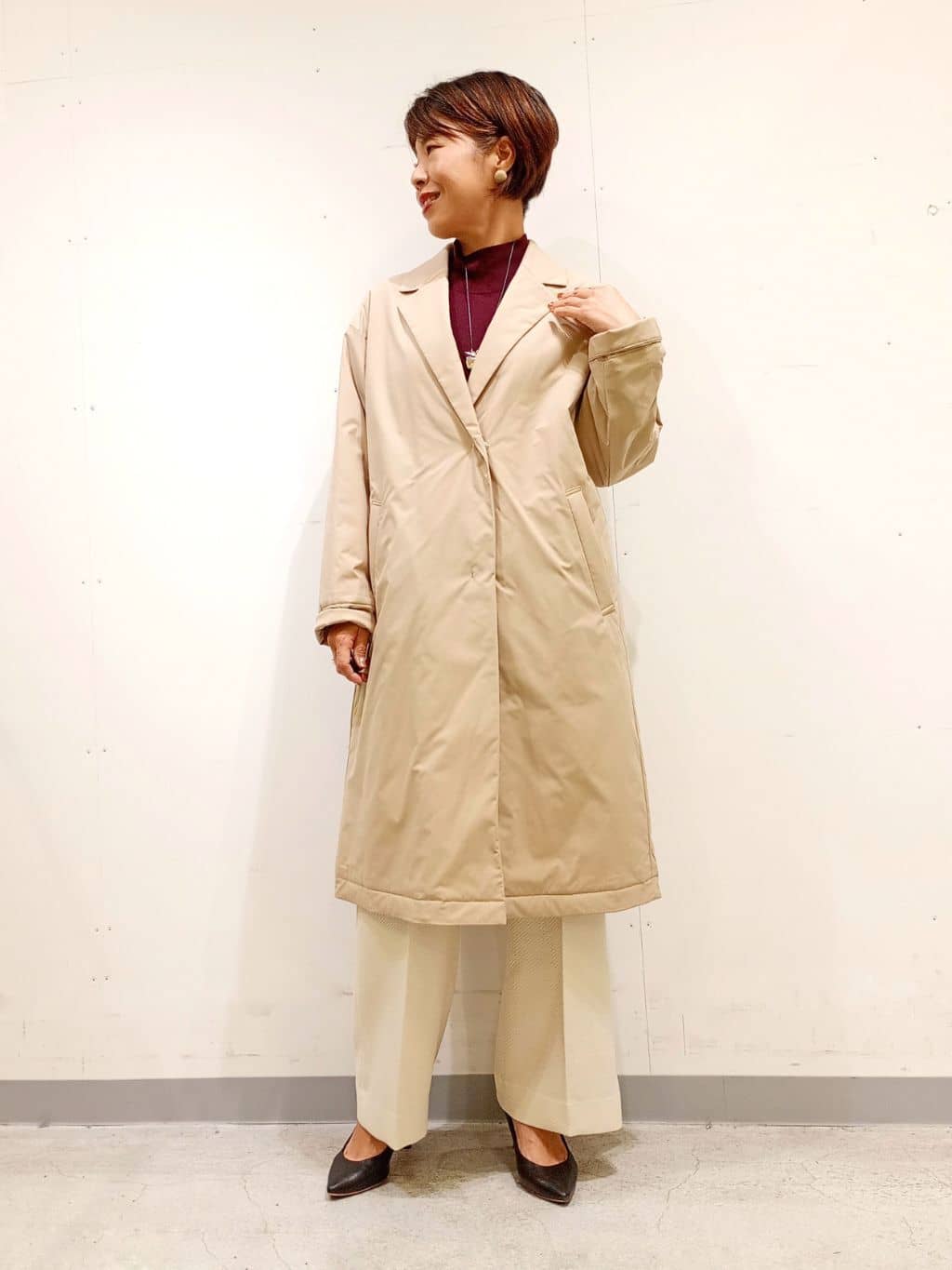 Kさんの「INDIVI｜【超軽量／蓄熱】ライトパフチェスターコート」を使ったコーディネート