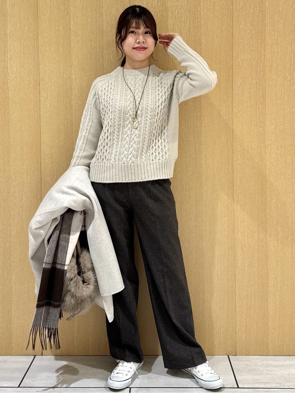 nanaさんの「UNTITLED｜【洗える】スポンディッシュ ケーブル柄ニット」を使ったコーディネート