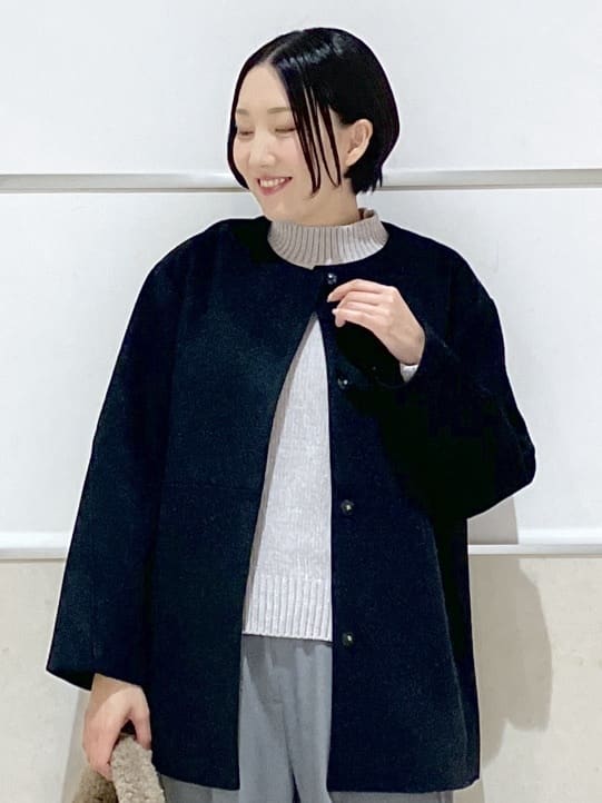eriko さんの「Dessin｜ウール混クルーネックコート」を使ったコーディネート