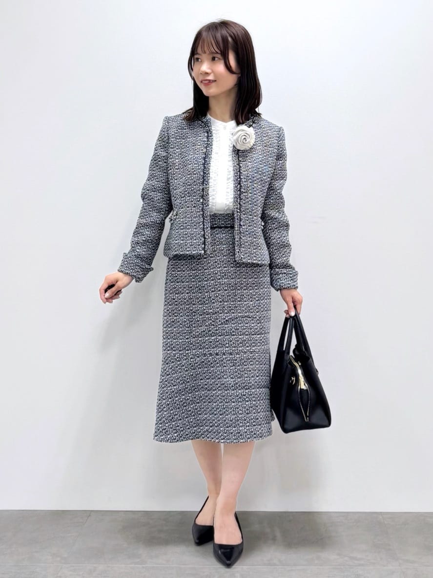 kozuさんの「index｜《通勤／セットアップ対応》ノーカラーツイードジャケット【洗濯機OK】」を使ったコーディネート