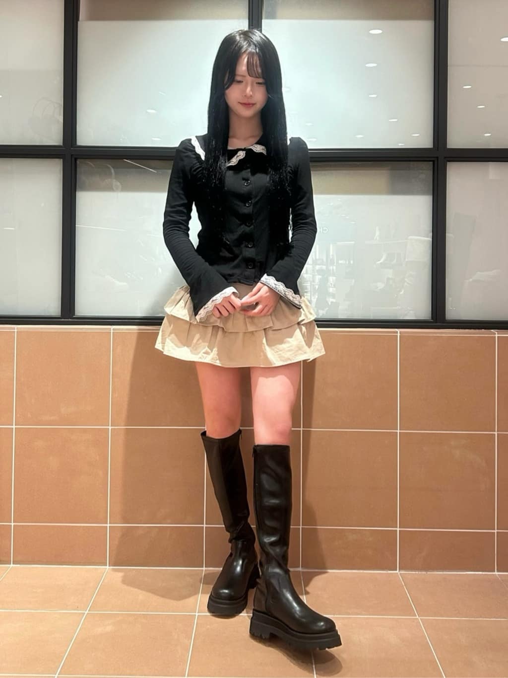 Arisaさんの「ESPERANZA｜【晴雨兼用】トラックソールロングブーツ」を使ったコーディネート