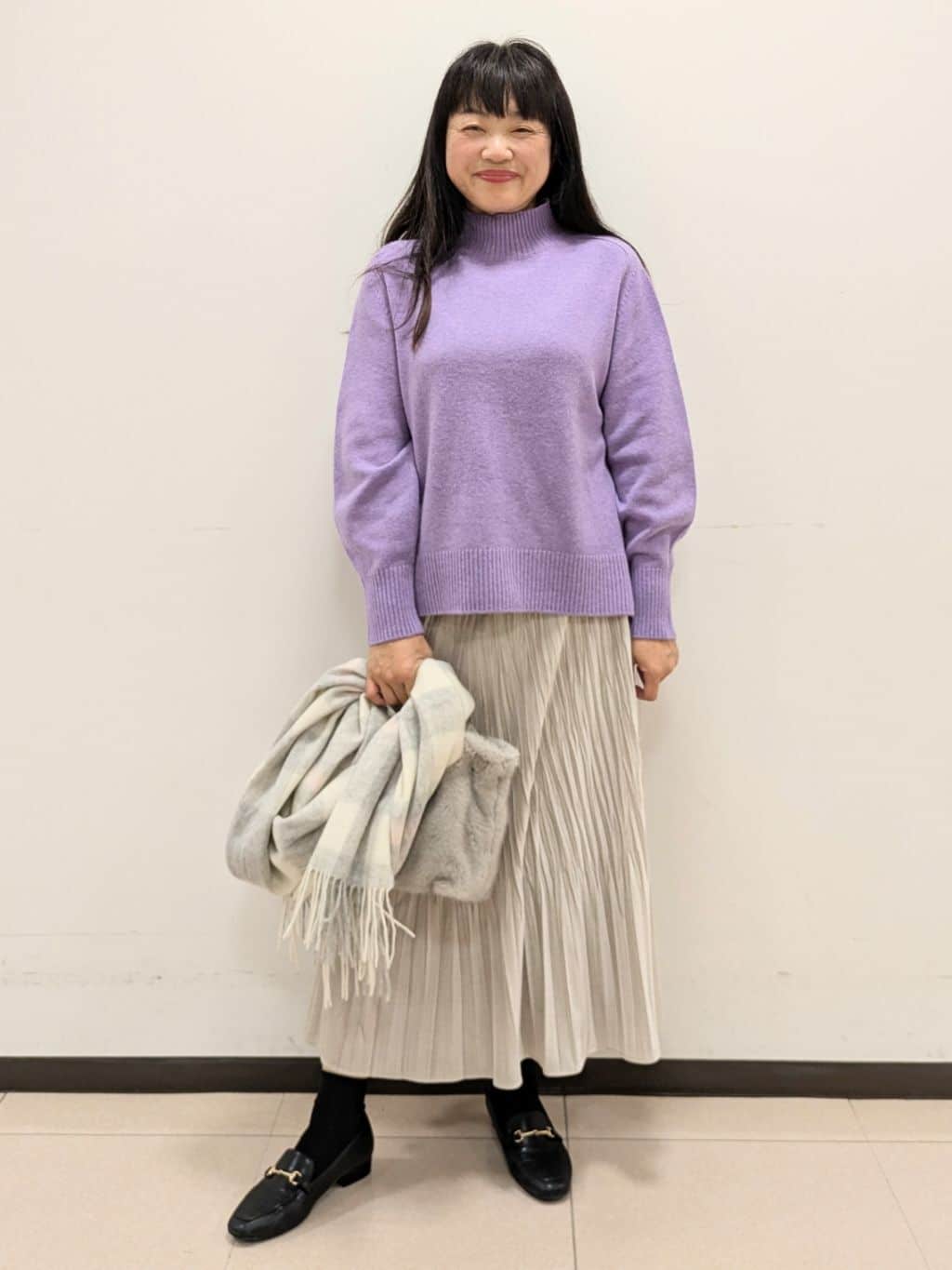 ともさんの「UNTITLED｜【8色展開/洗える】ウールカシミヤ ハイネックニット」を使ったコーディネート