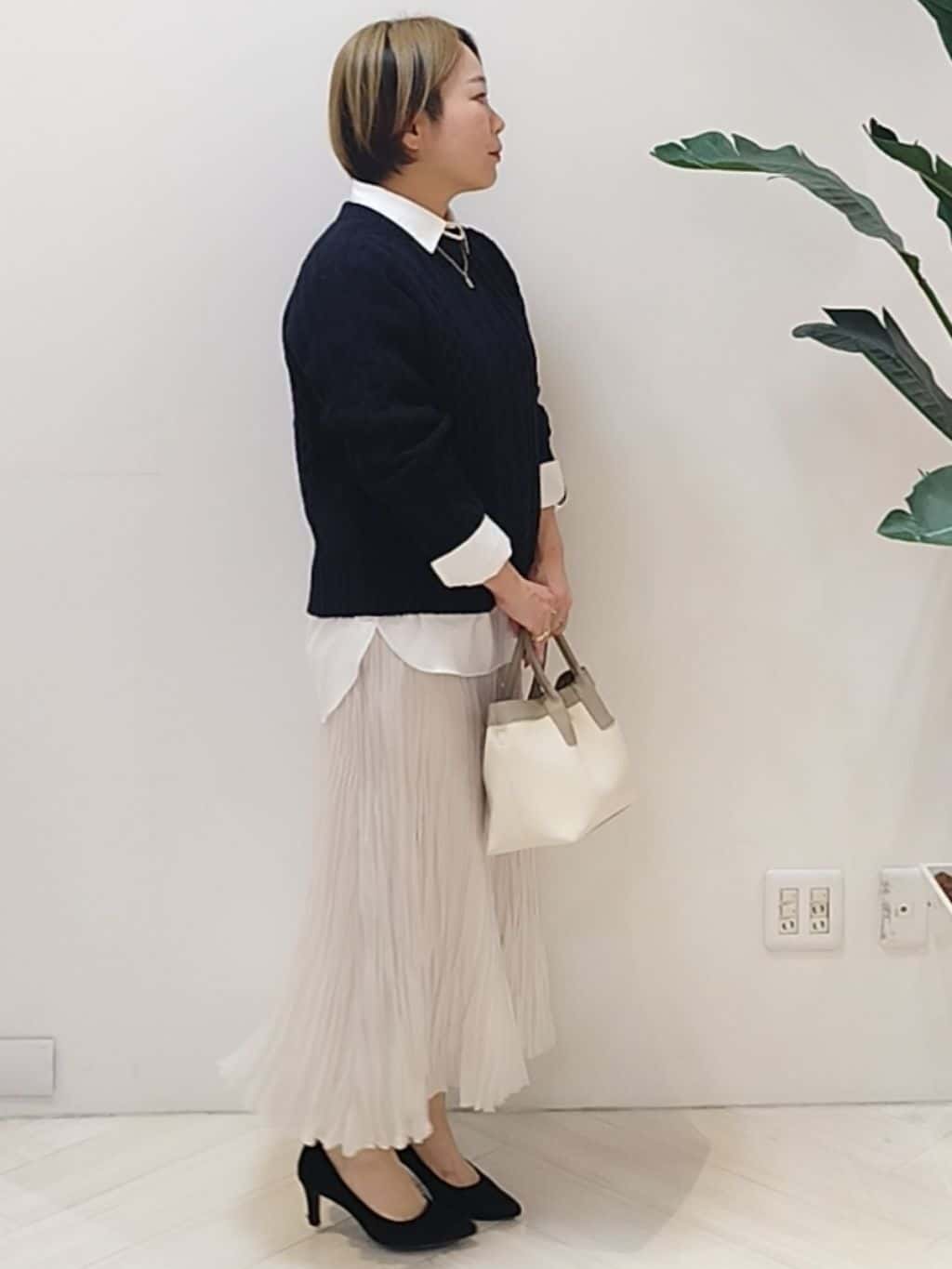 s u g iさんの「UNTITLED｜【洗える】スポンディッシュ ケーブル柄ニット」を使ったコーディネート