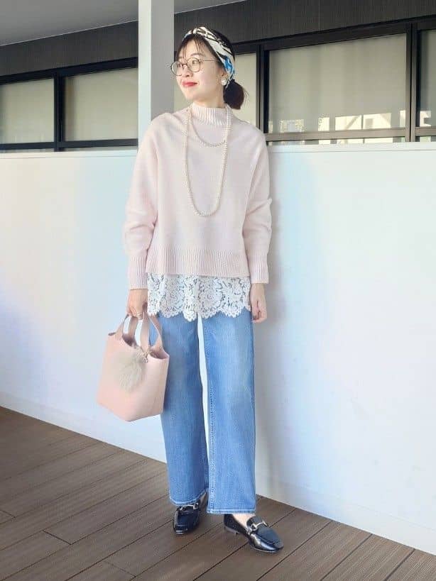 MUTSUKOさんの「UNTITLED｜【8色展開/洗える】ウールカシミヤ ハイネックニット」を使ったコーディネート