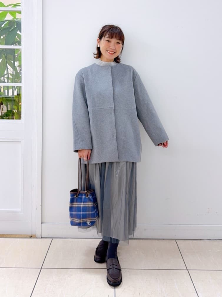 Osawaさんの「Dessin｜ウール混クルーネックコート」を使ったコーディネート