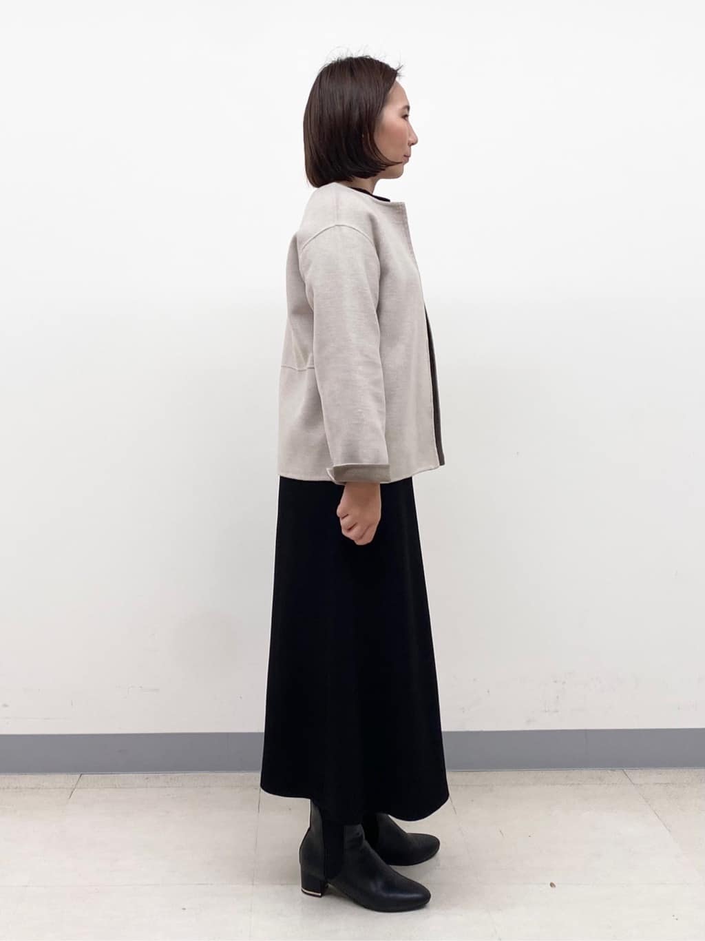 YUKARIさんの「INDIVI｜【配色デザイン／ショート丈】ウールリバー ノーカラーコート」を使ったコーディネート