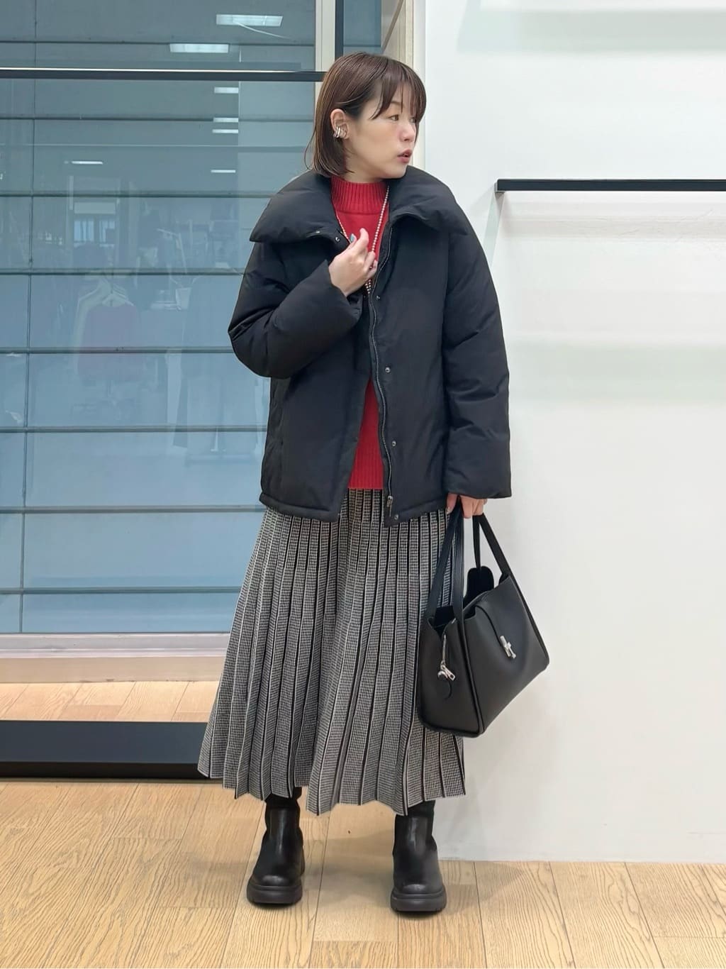 asamiさんの「INDIVI｜【カシミヤ混】ミドルゲージ ハイネックニット」を使ったコーディネート