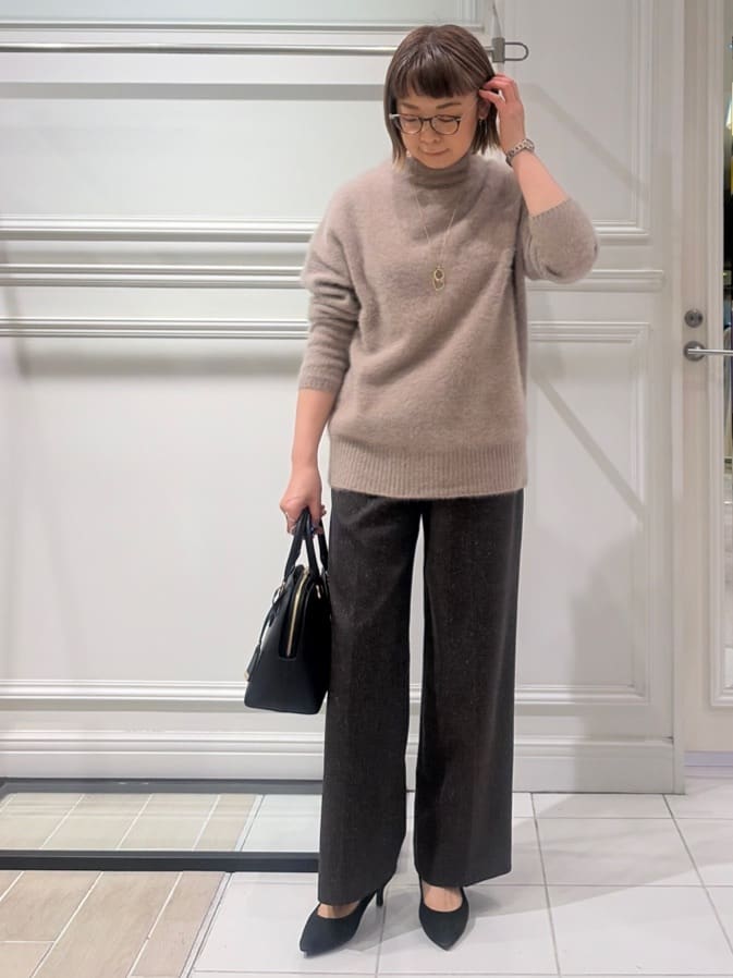 AKKOさんの「UNTITLED｜【ワイド/後ろゴム/シーズンレス】シルクネップツイードパンツ」を使ったコーディネート