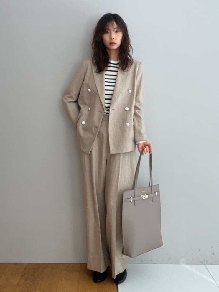 misaさんの「DRESSTERIOR｜【セットアップ可】リネンブレンドダブルブレストジャケット」を使ったコーディネート