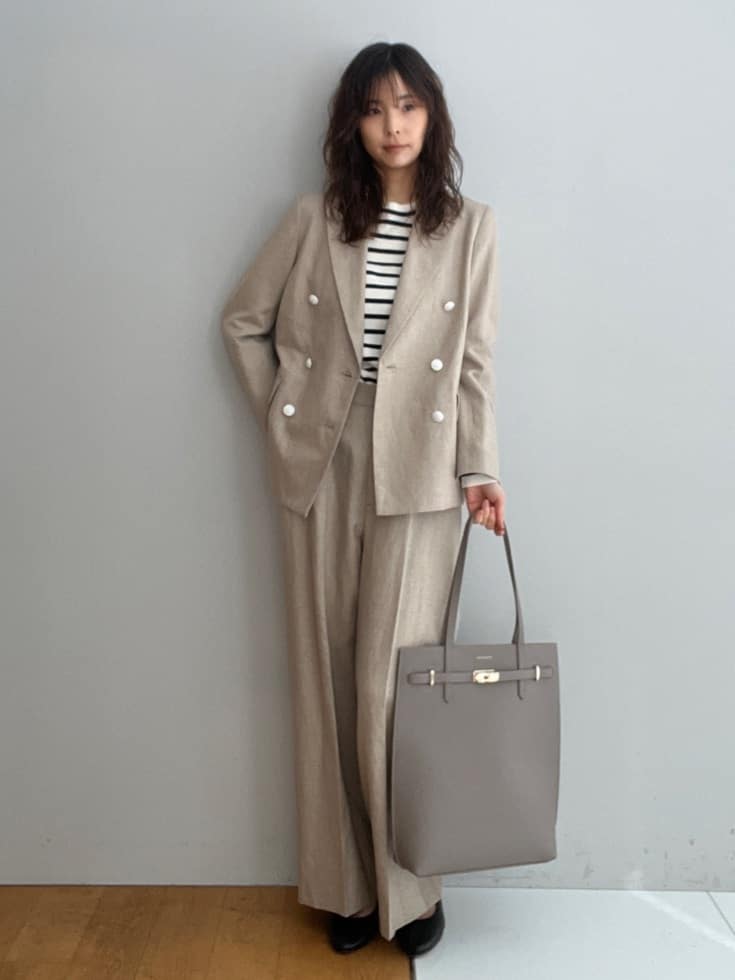 misaさんの「DRESSTERIOR｜【セットアップ可】リネンブレンドダブルブレストジャケット」を使ったコーディネート