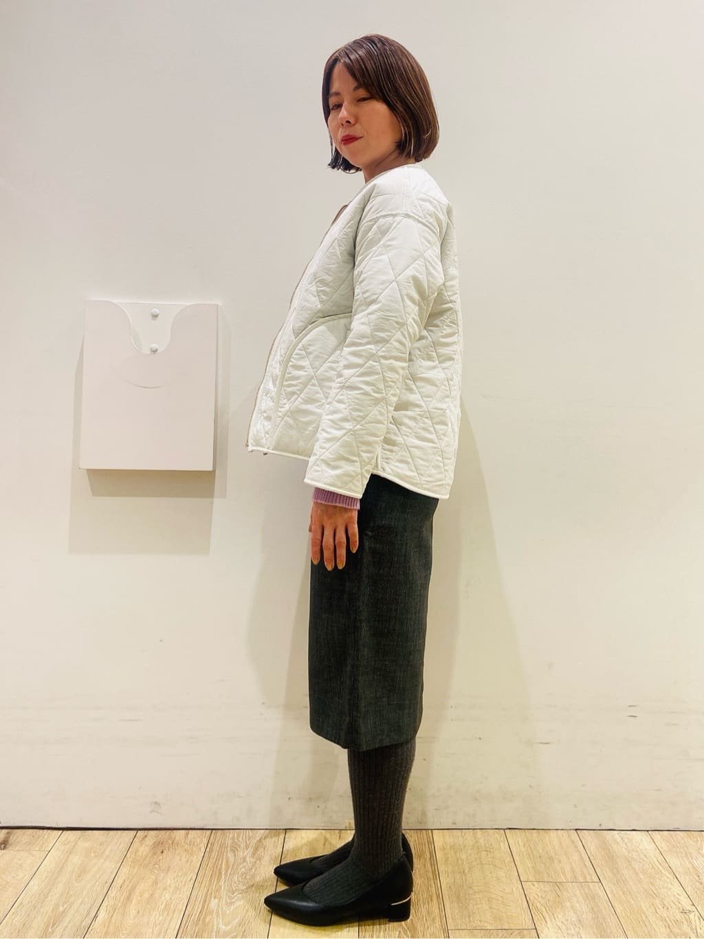 YUKOさんの「index｜モックネックボクシーラメニット【洗濯機OK】《7col》」を使ったコーディネート