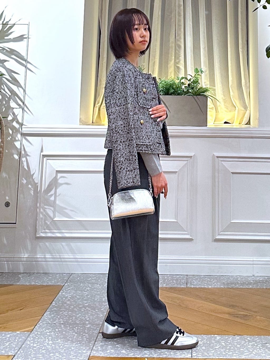 なべこさんの「DRESSTERIOR｜◆【ウォッシャブル】ラメコットンカシミヤニット」を使ったコーディネート