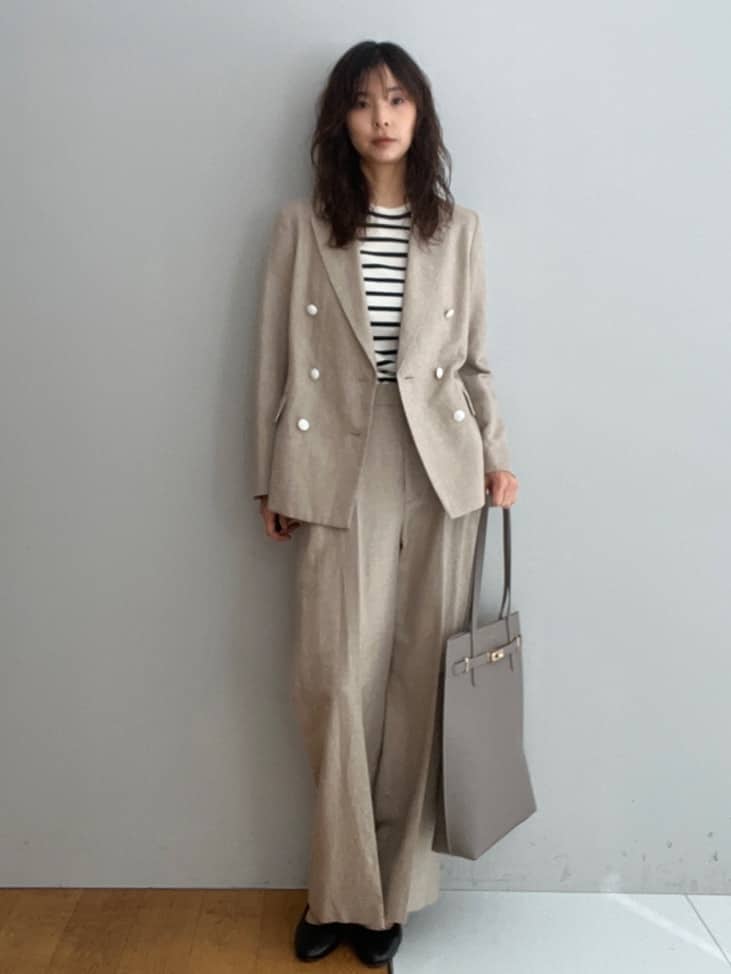 misaさんの「DRESSTERIOR｜【セットアップ可】リネンブレンドダブルブレストジャケット」を使ったコーディネート