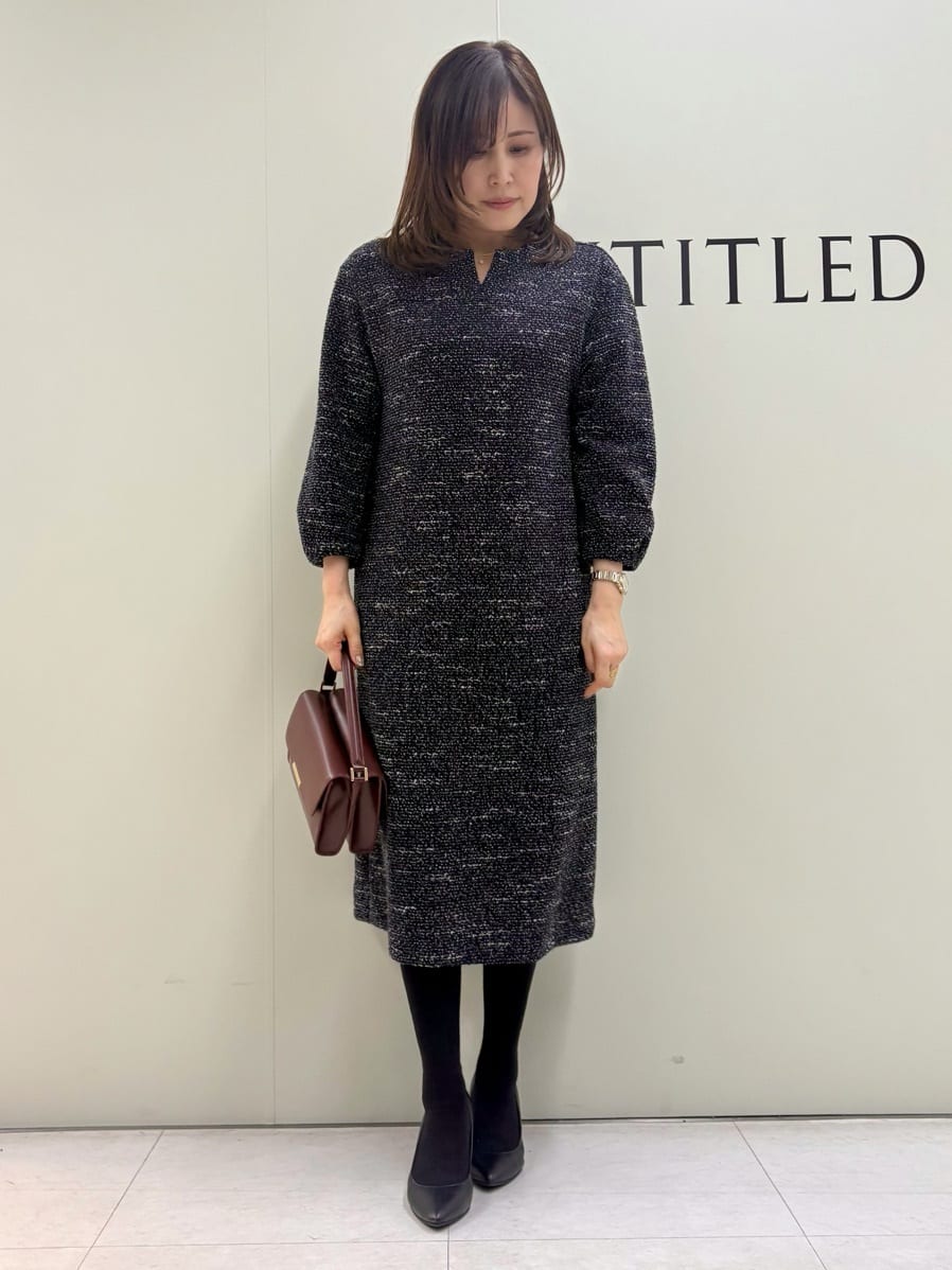 Sakaiさんの「UNTITLED｜【洗える/ストレッチ】ツイードジャージワンピース」を使ったコーディネート