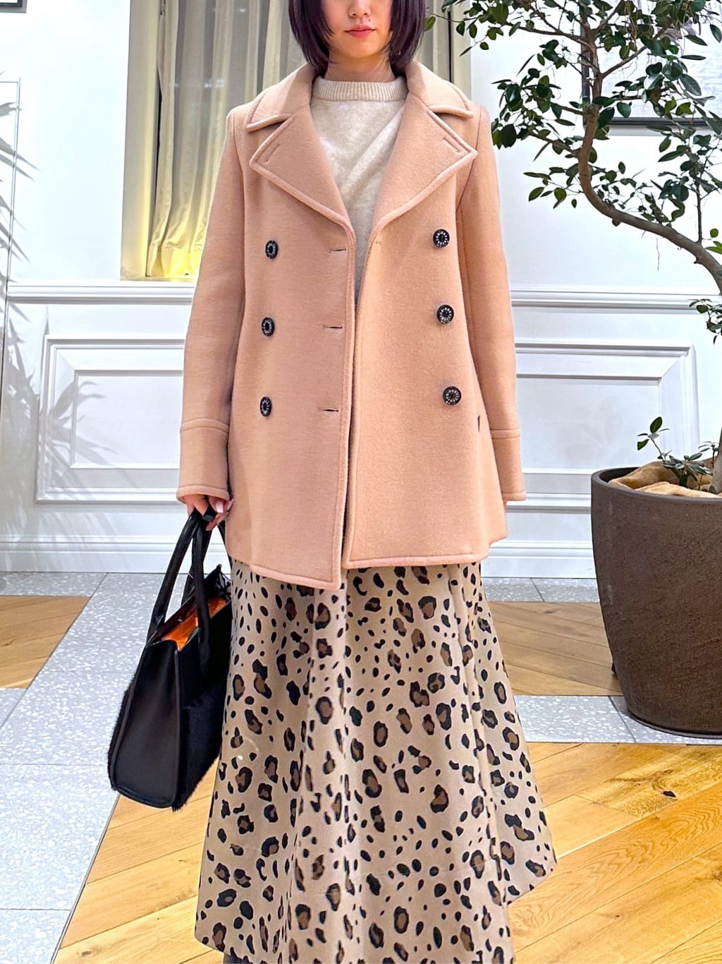 なべこさんの「DRESSTERIOR｜レオパードタックボリュームスカート」を使ったコーディネート