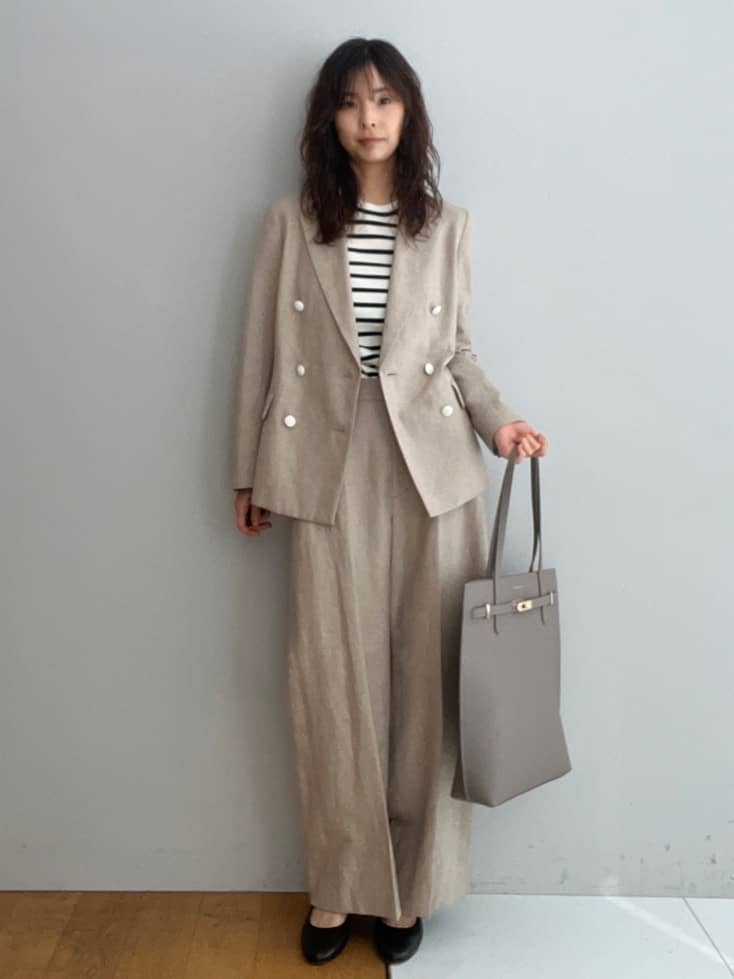 misaさんの「DRESSTERIOR｜【セットアップ可】リネンブレンドダブルブレストジャケット」を使ったコーディネート