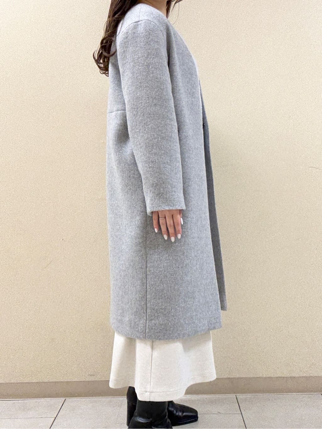 kahoさんの「INDIVI｜【軽量／ウール混】ライトフォルム ロングコート」を使ったコーディネート