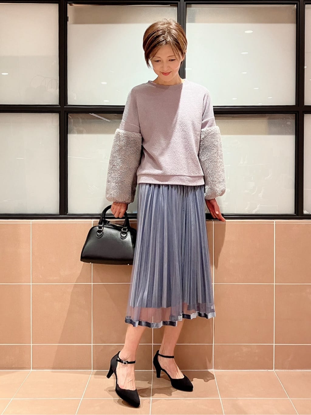 Ｋさんの「ESPERANZA｜シボフェイクレザー2WAYボストンバッグ」を使ったコーディネート