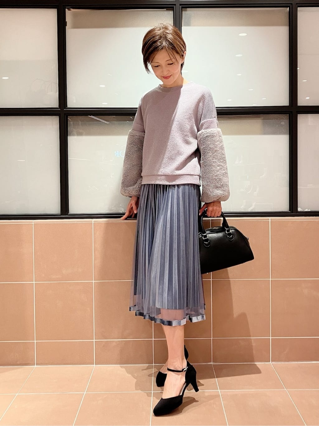 Ｋさんの「ESPERANZA｜シボフェイクレザー2WAYボストンバッグ」を使ったコーディネート