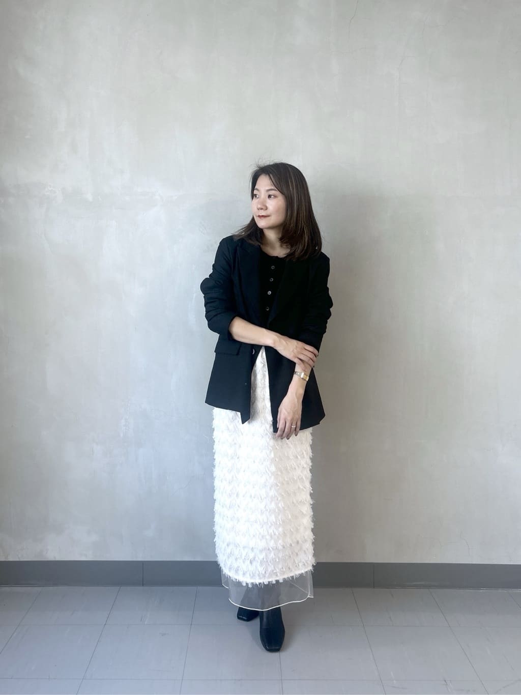 takaさんの「INDIVI｜Comfy SET UP｜ダブルブレストジャケット【再入荷／セットアップ対応／通勤／カセット服】」を使ったコーディネート