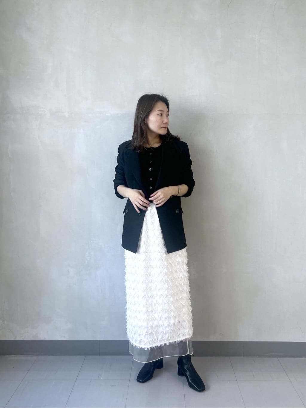 takaさんの「INDIVI｜Comfy SET UP｜ダブルブレストジャケット【再入荷／セットアップ対応／通勤／カセット服】」を使ったコーディネート