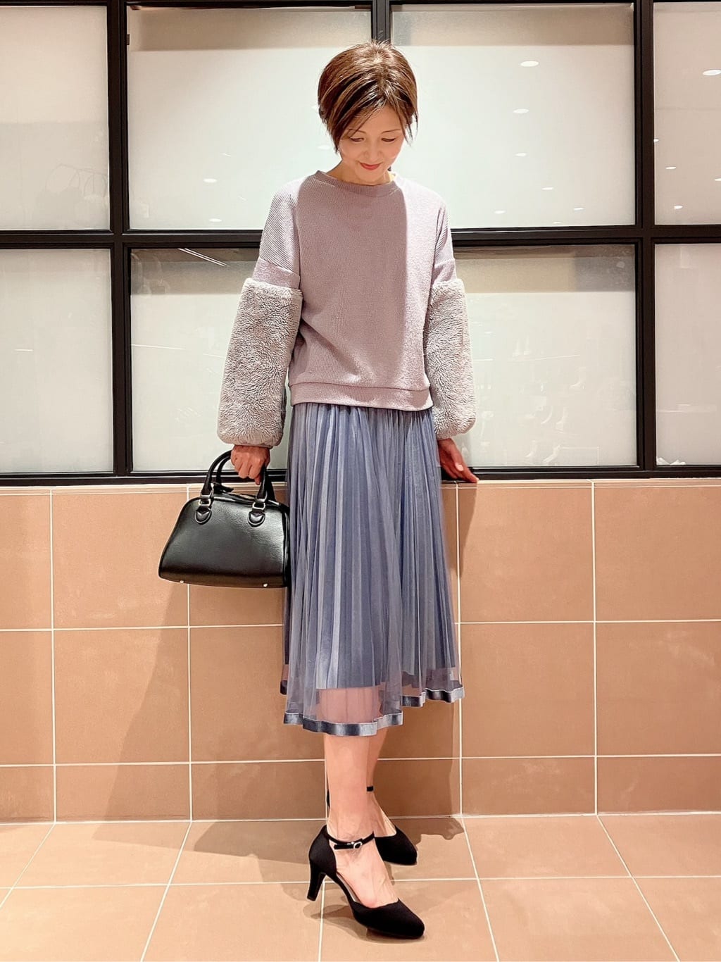 Ｋさんの「ESPERANZA｜シボフェイクレザー2WAYボストンバッグ」を使ったコーディネート