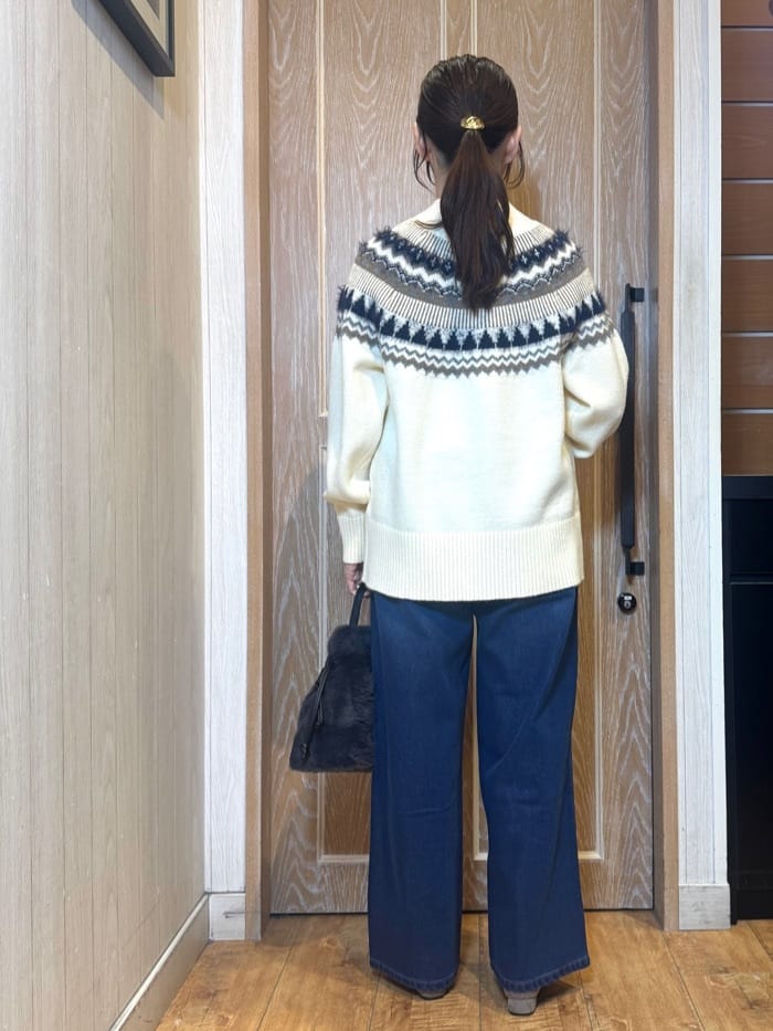 KAORIさんの「SHOO･LA･RUE｜【洗濯機可/S-LL】配色が大人かわいい　フェアアイル柄求心ニット」を使ったコーディネート