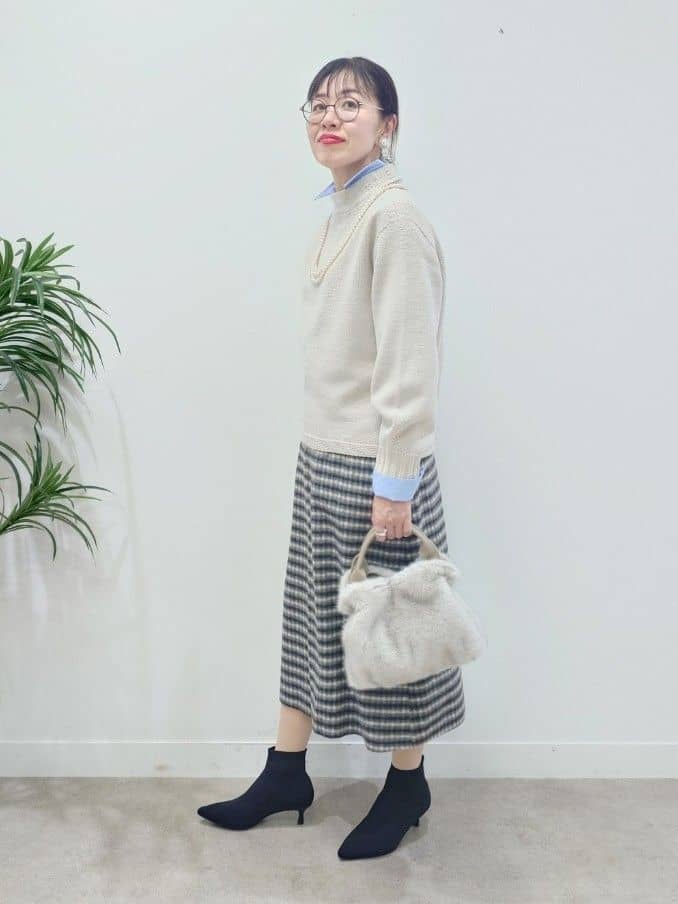 MUTSUKOさんの「UNTITLED｜【洗える】スポンディッシュ ボトルネックニット」を使ったコーディネート