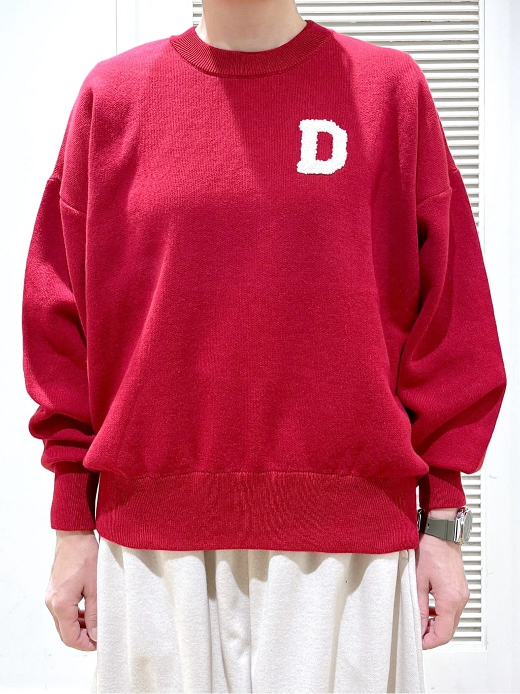 Miyazakiさんの「Dessin｜【洗える】Dサガラ刺繍ワッペン付きニット」を使ったコーディネート