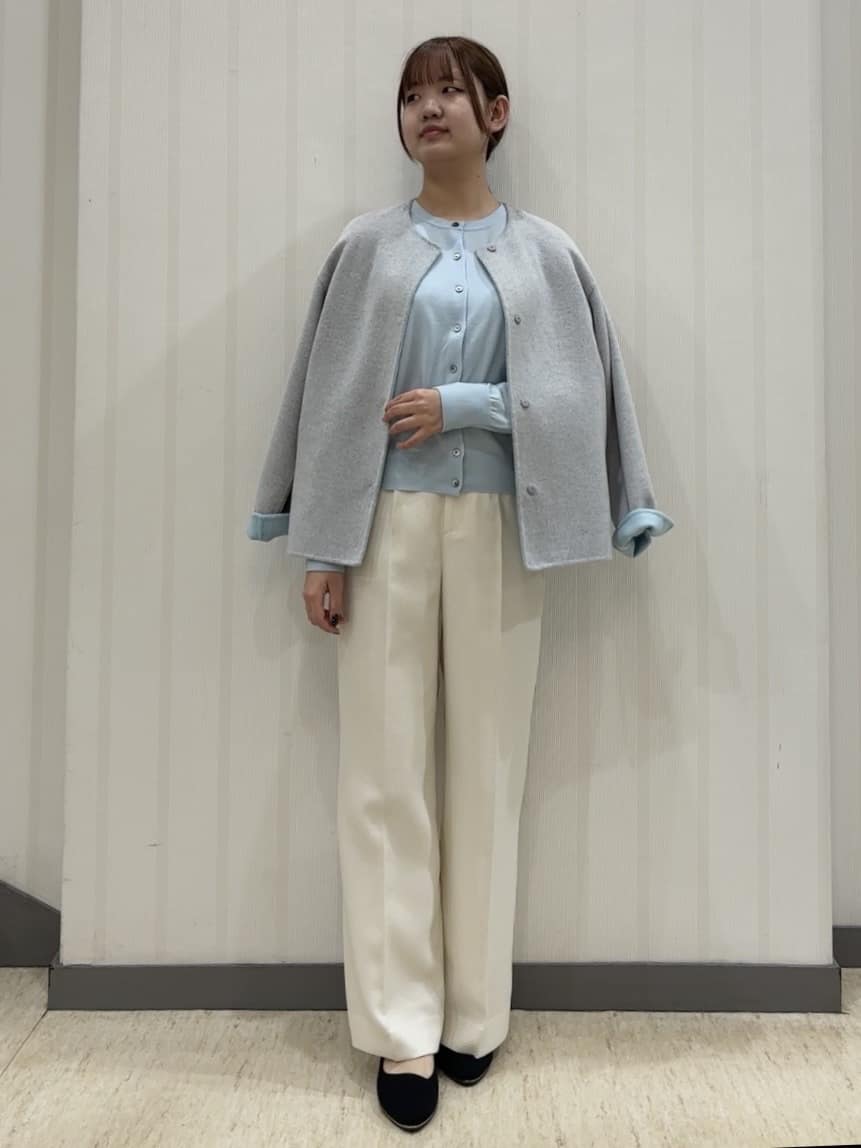 ちひさんの「INDIVI｜【褒められパンツ/ウール調素材】ラメ混ワイドパンツ」を使ったコーディネート