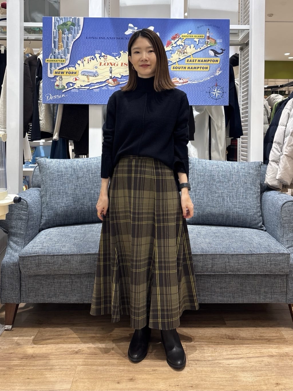 risaさんの「Dessin｜【洗える】センタータックラインハイネックニット」を使ったコーディネート