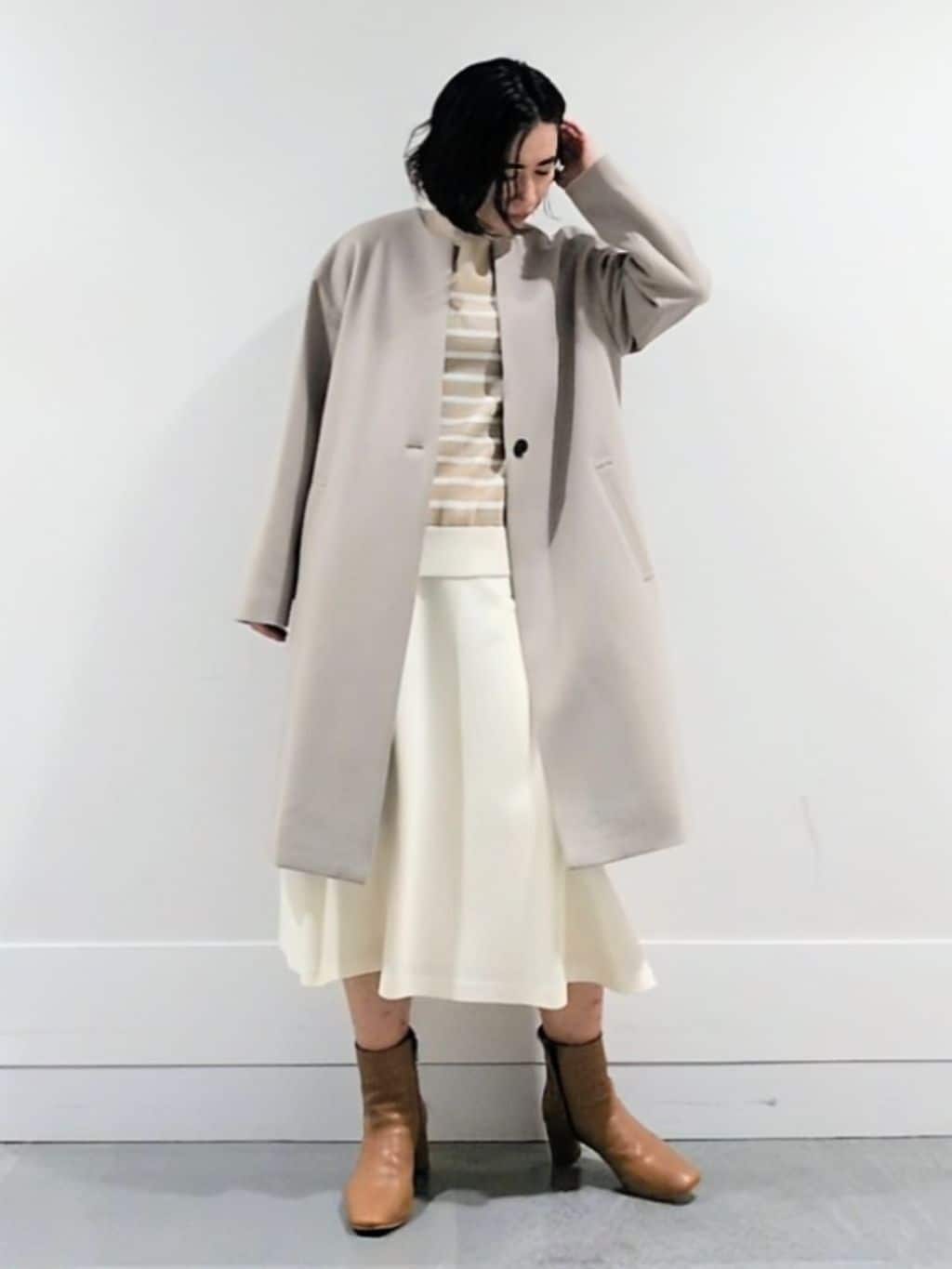ミズタさんの「UNTITLED｜【洗える】モックネックミラノリブニット」を使ったコーディネート
