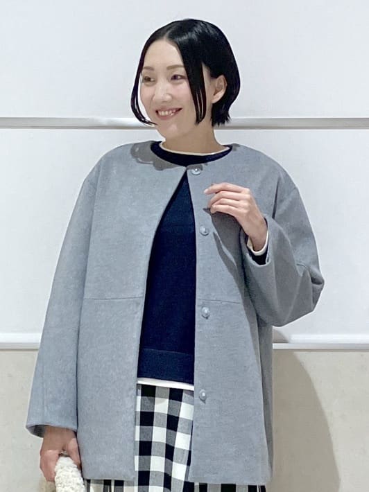 eriko さんの「Dessin｜ウール混クルーネックコート」を使ったコーディネート