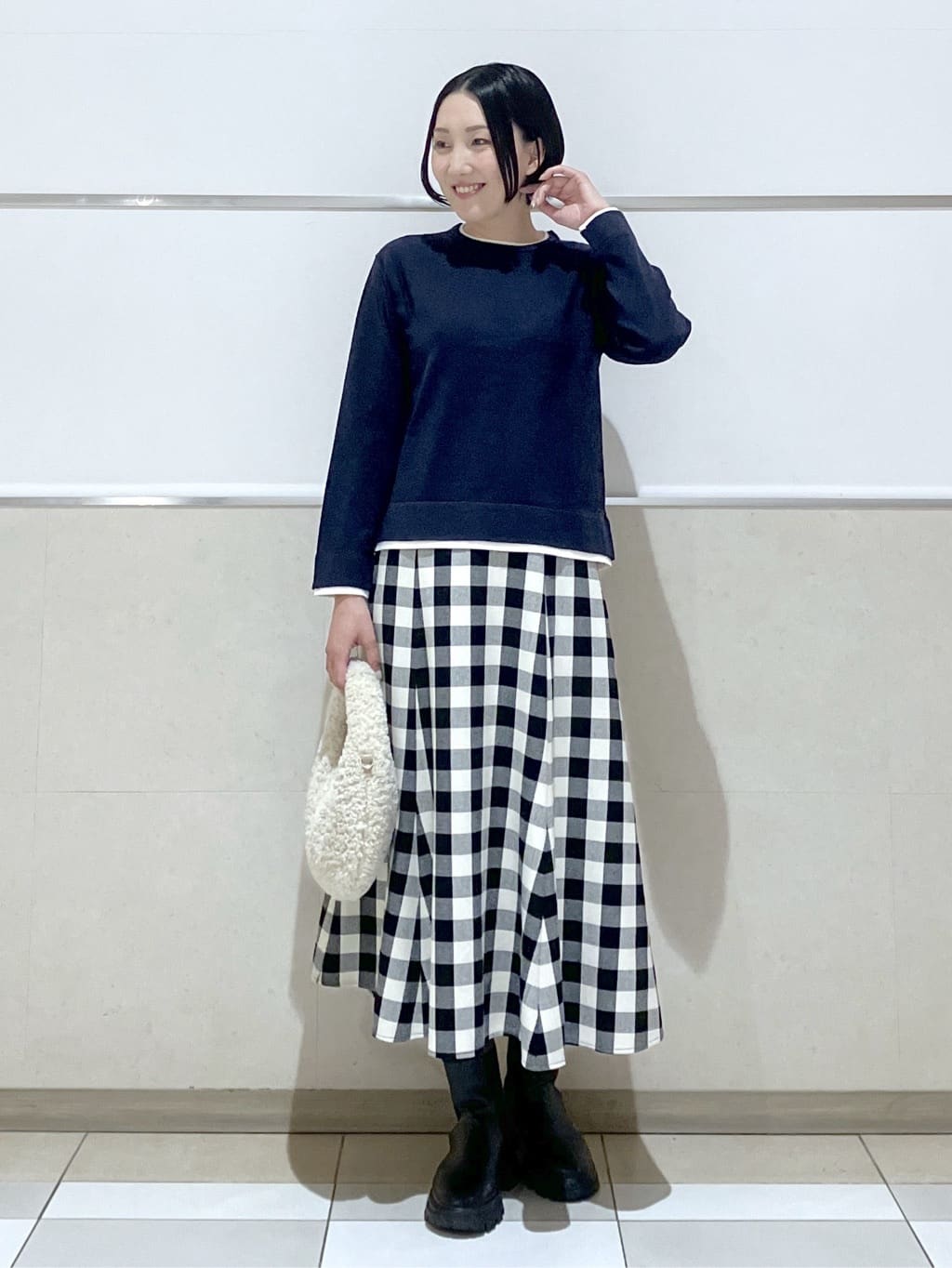 eriko さんの「Dessin｜ウール混クルーネックコート」を使ったコーディネート