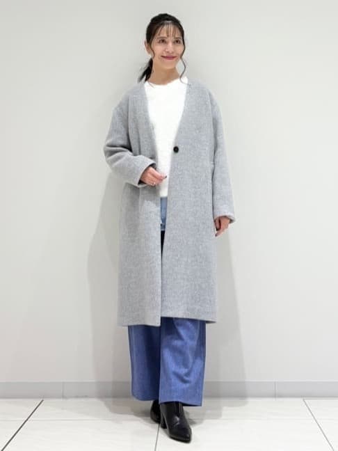 kayoさんの「INDIVI｜【軽量／ウール混】ライトフォルム ロングコート」を使ったコーディネート