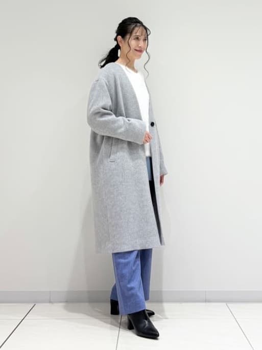 kayoさんの「INDIVI｜【軽量／ウール混】ライトフォルム ロングコート」を使ったコーディネート