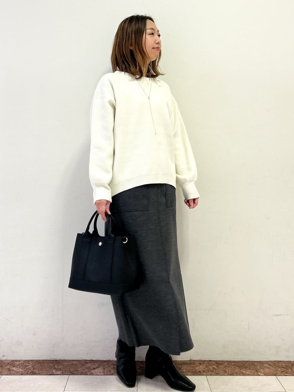 madokaさんの「OPAQUE.CLIP｜サイド編地切替ニットトップス／セットアップ対応【洗濯機OK】」を使ったコーディネート
