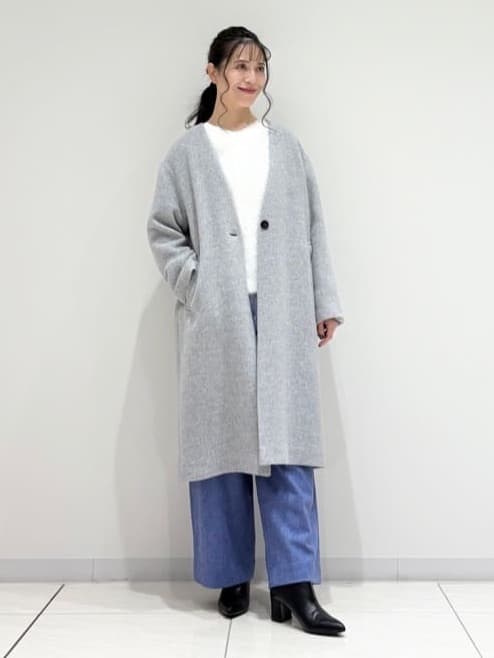 kayoさんの「INDIVI｜【軽量／ウール混】ライトフォルム ロングコート」を使ったコーディネート