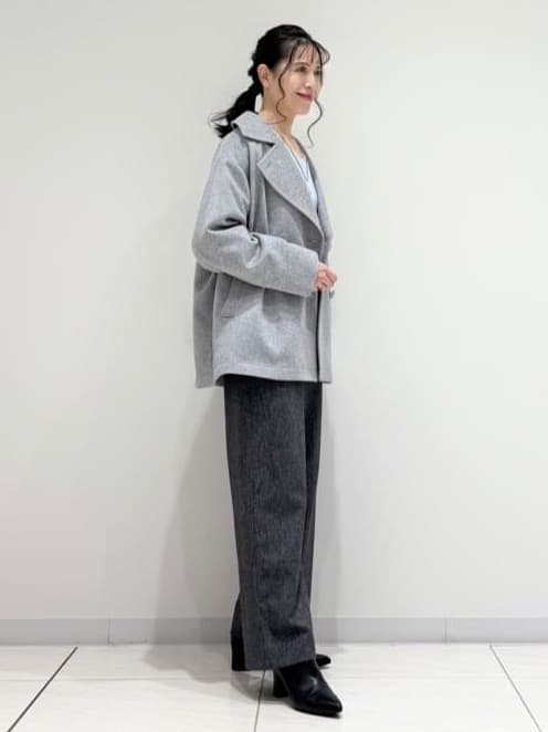 kayoさんの「INDIVI｜【軽やか／ゆったり】ウール混ショートトレンチコート」を使ったコーディネート