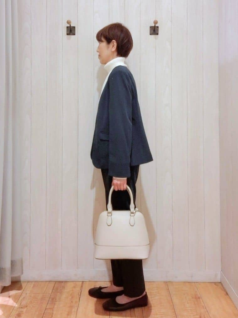 Ribさんの「SHOO･LA･RUE｜【洗濯機可/セットアップ可/S-3L】きちんと楽に。カットジョーゼットノーカラージャケット」を使ったコーディネート