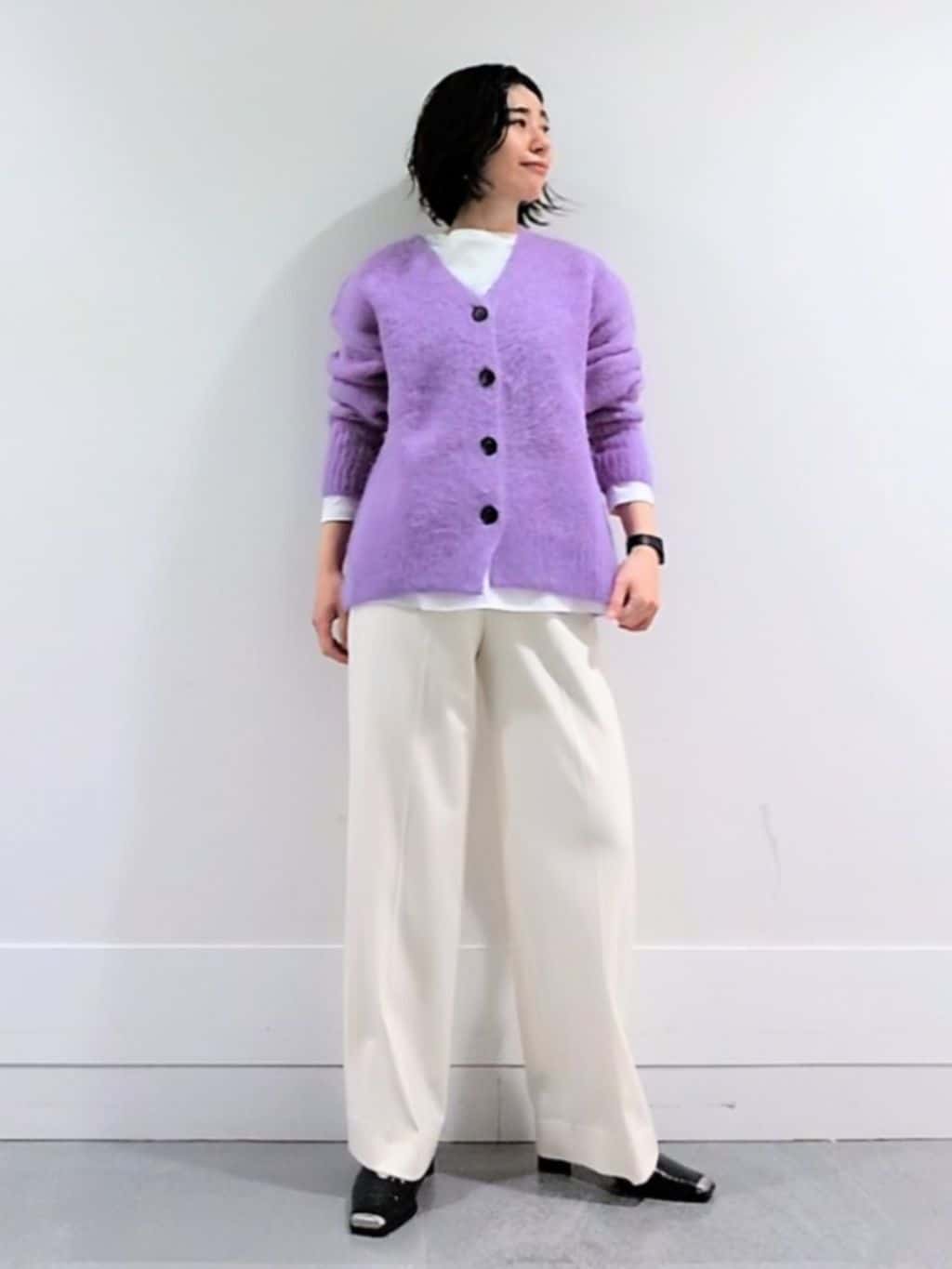 ミズタさんの「UNTITLED｜【ゆったり】アルパカ混シャギー カーディガン」を使ったコーディネート