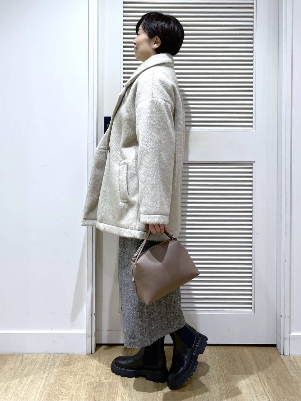 Miyazakiさんの「Dessin｜シャギーコート」を使ったコーディネート