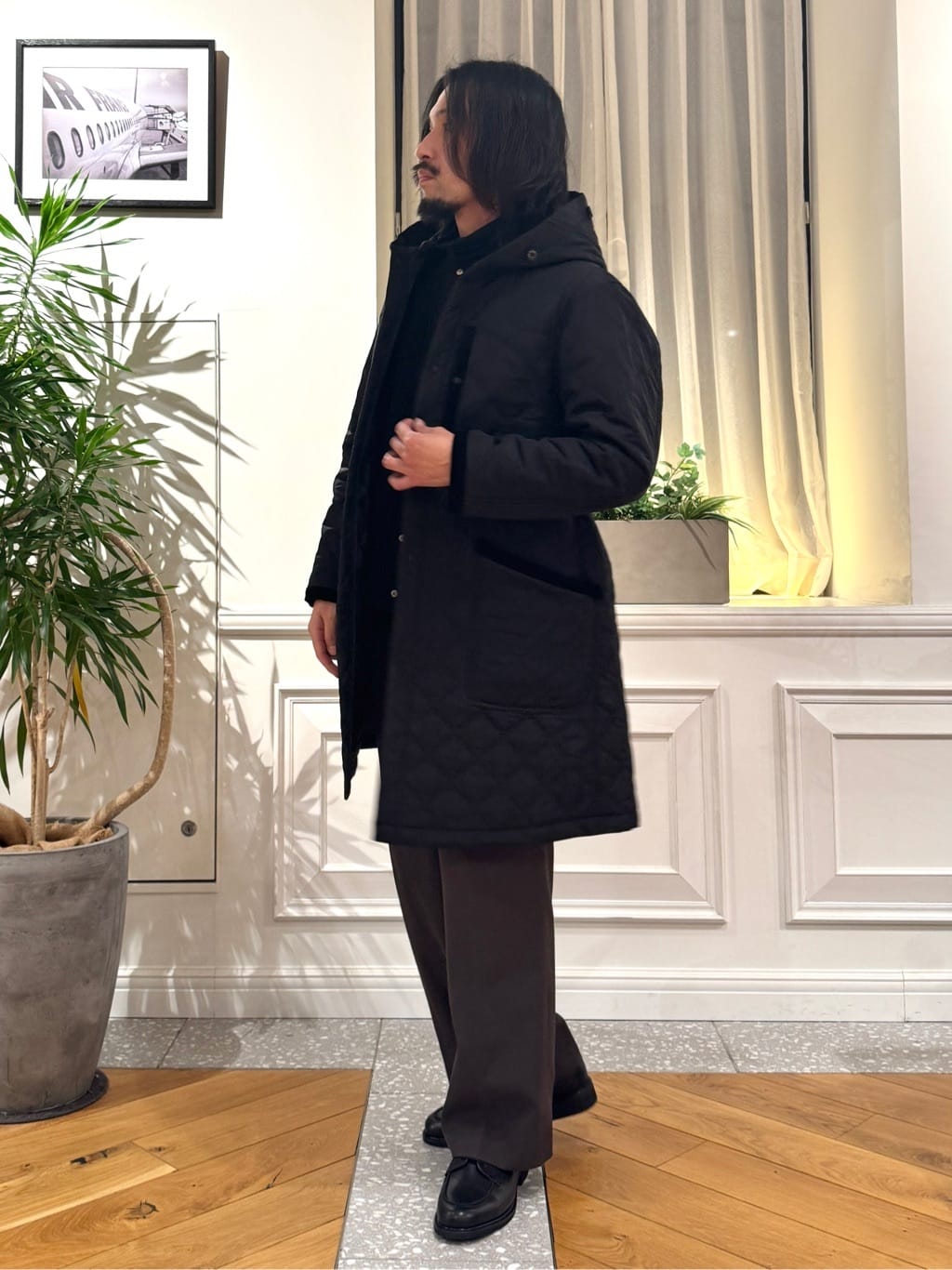 kawarataniさんの「DRESSTERIOR｜キルティング フーデット コート」を使ったコーディネート