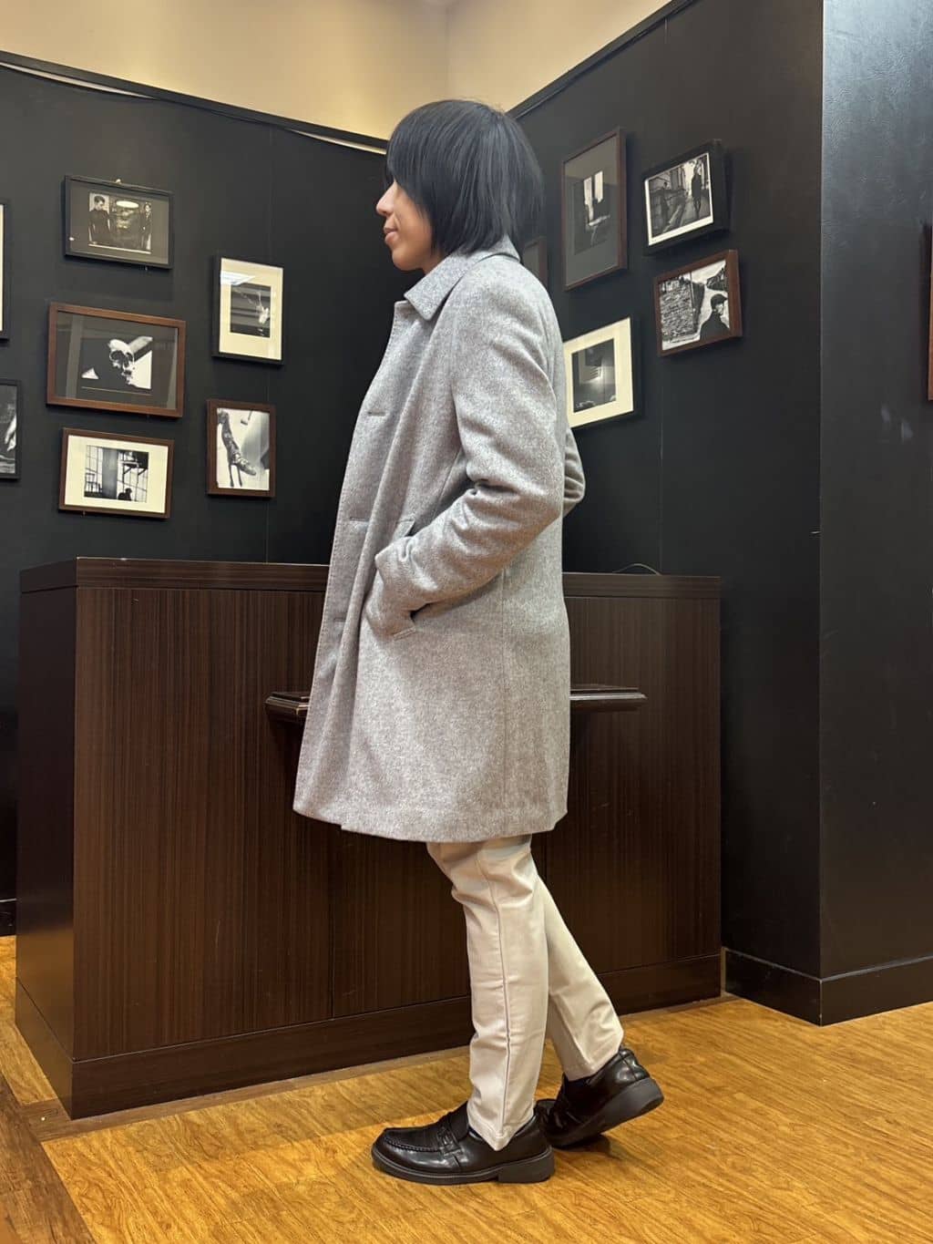 moritaさんの「TAKEO KIKUCHI｜カシミヤブレンド ビーバー調ステンカラーコート」を使ったコーディネート