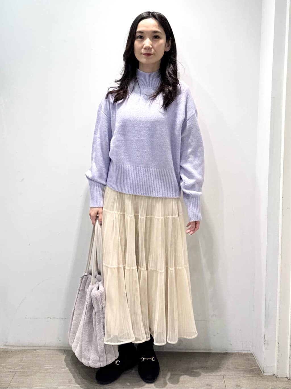 yuicciさんの「OPAQUE.CLIP｜選べる2丈 ハイネックカラーミックスラメニット【洗濯機OK】」を使ったコーディネート
