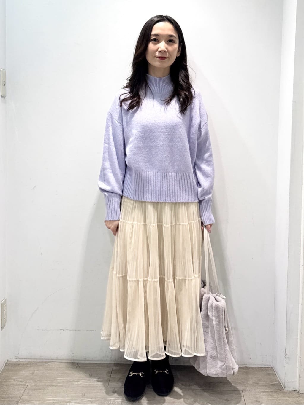 yuicciさんの「OPAQUE.CLIP｜選べる2丈 ハイネックカラーミックスラメニット【洗濯機OK】」を使ったコーディネート