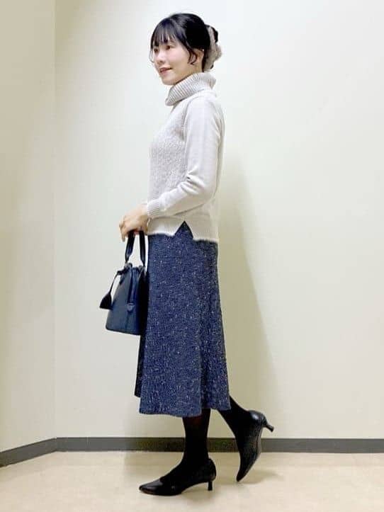  beni_gingerさんの「Reflect｜【広がりすぎない／美シルエット◎】ツイードフレアスカート」を使ったコーディネート